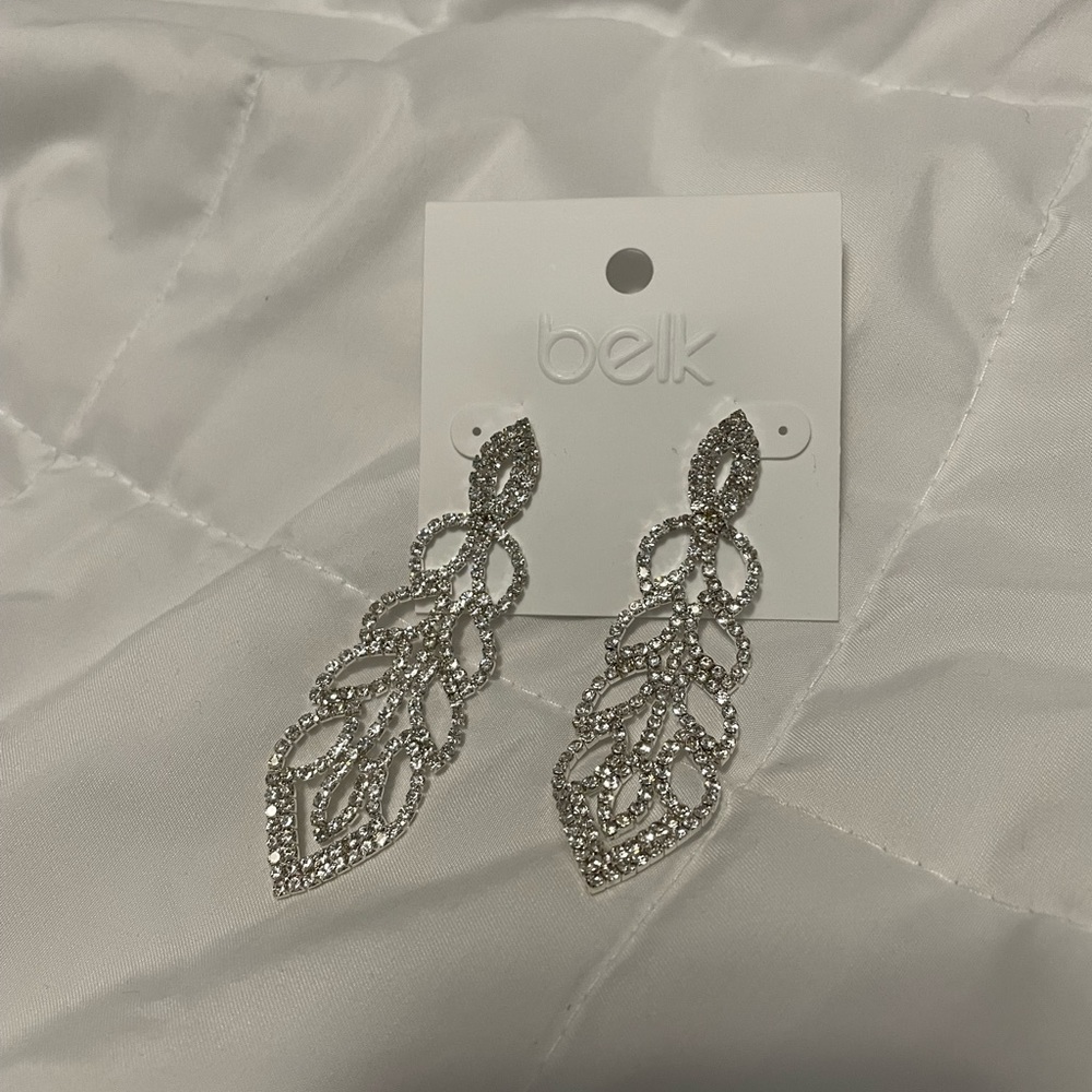 NWT Belk earrings. Silver and crystal
